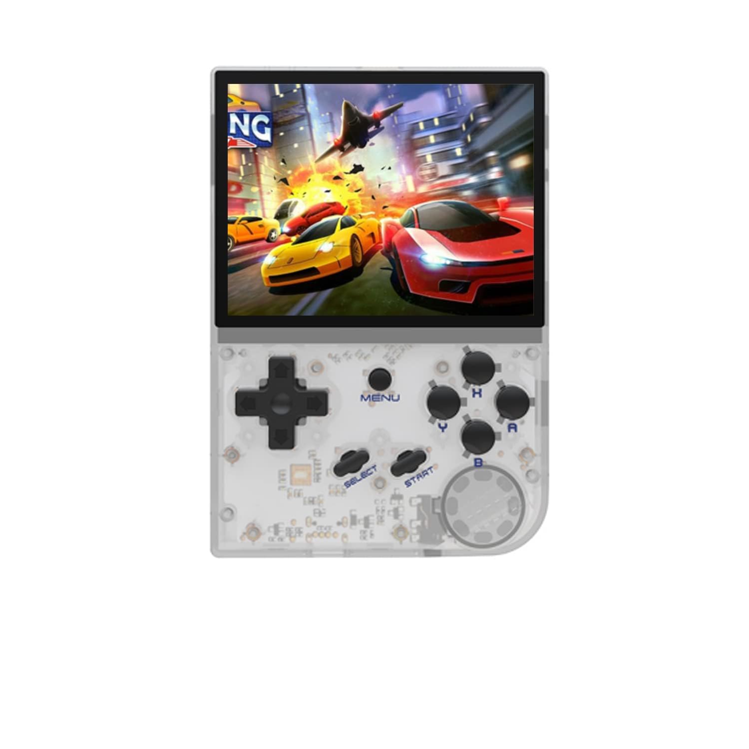 Rediscover classic gaming with the ANBERNIC Game Box RG35XX in Transparent White