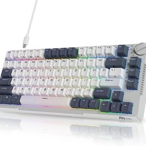 ROYAL KLUDGE MECHANICAL KEYBOARD RGB TRI MODE HOT SWAP BROWN SWITCH WHITE RKH81
