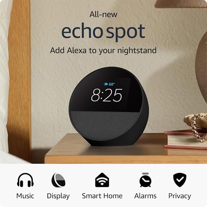 Amazon Echo Spot - Smart Alarm Clock with Vibrant Sound and Alexa Speaker - Image 2