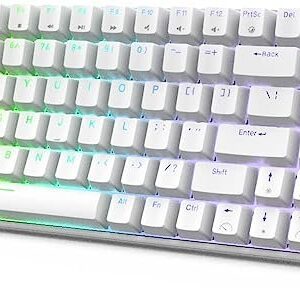 ROYAL KLUDGE GAMING KEYBOARD RGB TRI MODE HOT PLUG BLUE SWITCH WHITE RK100