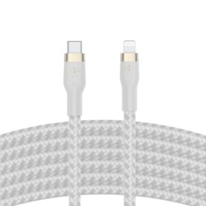 BELKIN BOOST CHARGE PRO FLEX USB C CABLE WITH LIGHTNING CONNECTOR  3M WHITE CAA011BT3MWH