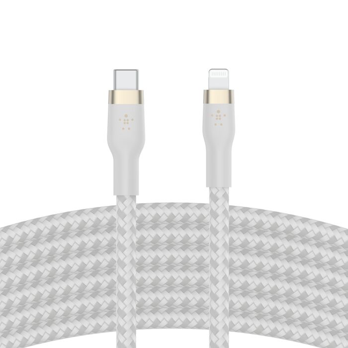 BELKIN BOOST CHARGE PRO FLEX USB C CABLE WITH LIGHTNING CONNECTOR 3M WHITE CAA011BT3MWH