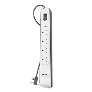 Belkin 4 Port Surge Protector with 2 USB Ports, 2M Power Cord BSV401AR2M