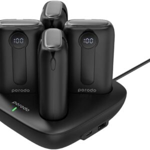 PORODO 10000MAH 4 LIGHTNING TYPE C INTEGRATED CABLES POWER BANK STATION BLACK PD-PBFCH043-BK