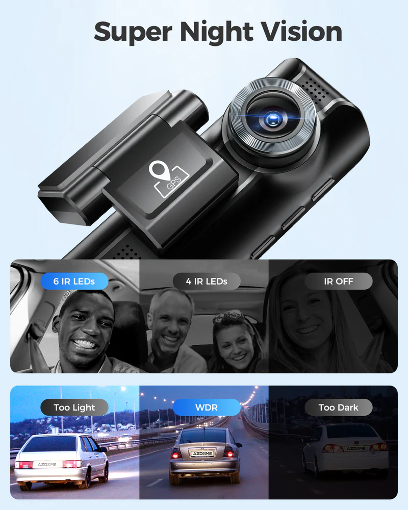 AZDOME 4K Front and Rear Dash Camera Kit with 3.19-Inch Screen, IR Night Vision, 24H Parking Mode - M550 - Image 7