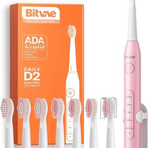 BITVAE TOOTHBRUSH WITH 8 HEADS +1TRAVEL CASE +1 HOLDER AND 1 HEADCAP PINK BV-D2