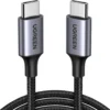 UGREEN USB-C TO USB-C ROUND CABLE 2.0 NICKEL PLATING ALUMINUM SHELL 2M GRAY BLACK 50152