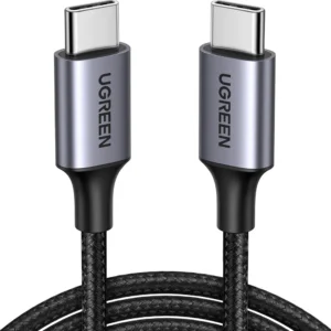 UGREEN USB-C TO USB-C ROUND CABLE 2.0 NICKEL PLATING ALUMINUM SHELL 2M GRAY BLACK 50152