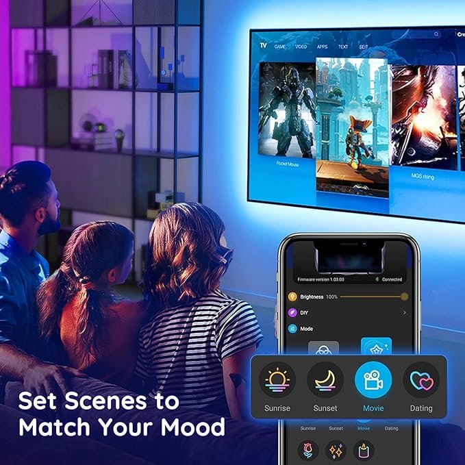 Transform Your TV Viewing Experience with the Govee RGB LED TV Backlight with Remote - H6179 - Image 2