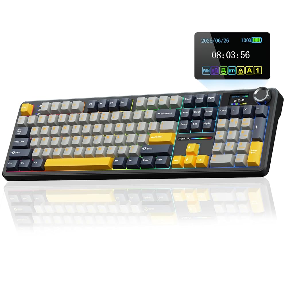Take your gameplay to the next level with the AULA 108 Keys RGB 100% Mechanical Gaming Keyboard F108 Pro.
