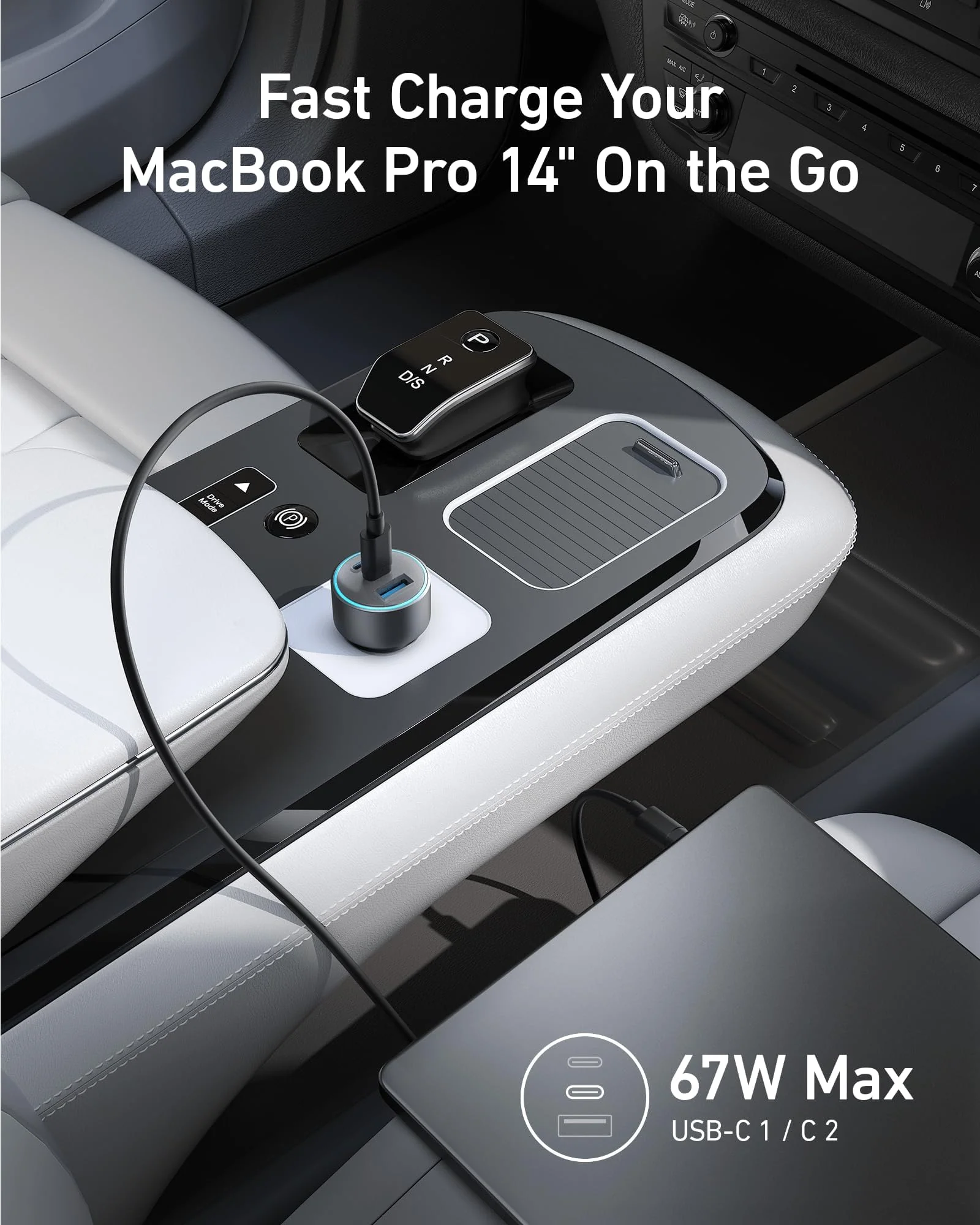 Anker 67W Powerful Triple Port Car Charger with USB-C Cable - Black B2731HA1 - Image 2