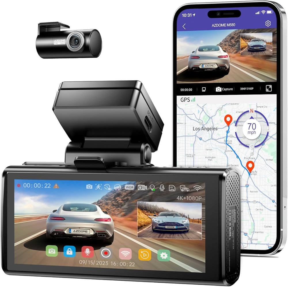 AZDOME 5K front and rear dash camera kit