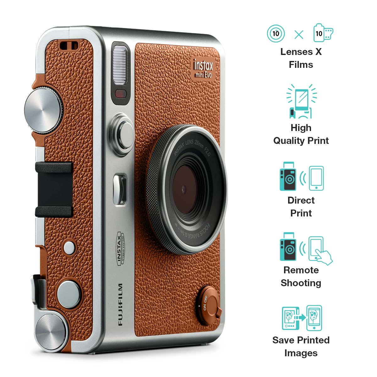 FUJIFILM INSTAX MINI EVO HYBRID INSTANT CAMERA BROWN - Image 2