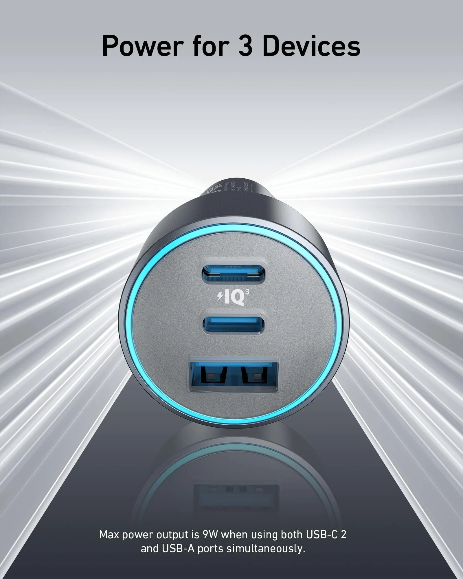 Anker 67W Powerful Triple Port Car Charger with USB-C Cable - Black B2731HA1 - Image 3