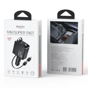YESIDO 4 IN 1 SUPER FAST 125W CAR CHARGER BLACK Y71