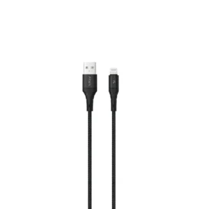 PAWA NYLON BRAIDED 2.4A QUICK CHARGING 1.2M BRAIDED DATA CABLE LIGHTNING BLACK PW-12BDATOL-BK