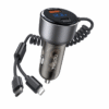 YESIDO 60W Super Fast Car Charger with Lightning to Type-C Cable Black Y58