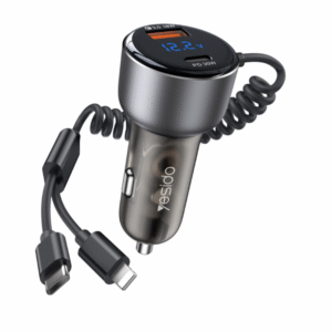 YESIDO 60W Super Fast Car Charger with Lightning to Type-C Cable Black Y58