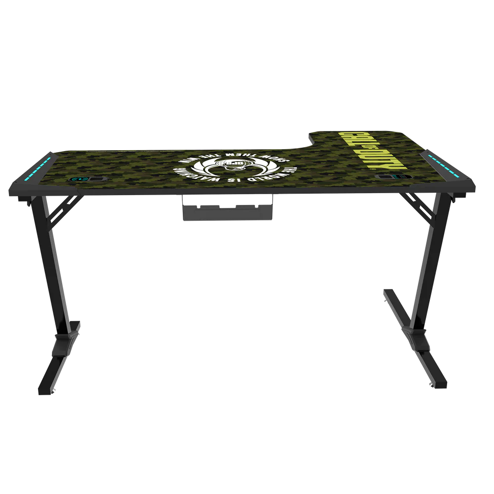 GameOn Phantom XL L-Shaped RGB Flowing Light Gaming Desk (Black/Green, COD-PHANTOMXL-L-02) - Dynamic and Spacious Setup for Gamers - Image 9