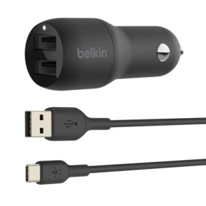 BELKIN BOOST CHARGE 24W USB A CHARGER WITH USB C CABLE BLACK CCE001BT1MBK