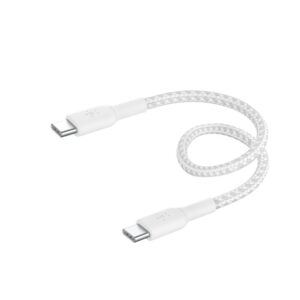 BELKIN BOOSTCHARGE USB-C TO USB-C BRAIDED CABLE 0.15M WHITE CAB004BT0MWH