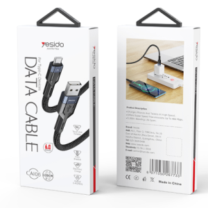 YESIDO USB A TO USB C CABLE 1.2M BLACK CA106