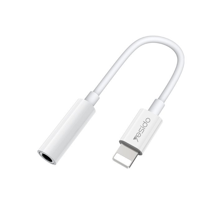 YESIDO YAU31 Lightning (8 Pin) to 3.5mm Audio Adapter for iPhone - White
