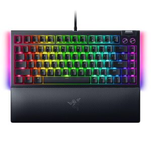 Elevate your gaming setup with the RAZER BlackWidow V4 75%, a hot-swappable mechanical gaming keyboard engineered for elite performance and immersive customization.