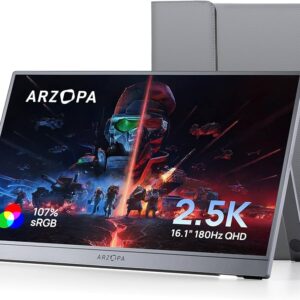 ARZOPA 16 INCH ULTRA SLIM180HZ 2560X1440 QHD PORTABLE GAMING MONITOR BUNDLE GRAY Z3FC