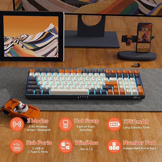 Royal Kludge RGB Tri-Mode Hot-Swap Gaming Keyboard - RK100 - Image 5