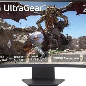 LG 27 inch UltraGear QHD 180Hz 1ms 1000R Curved Gaming Monitor 27GS60QC-B