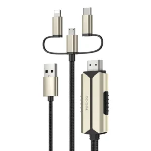 YESIDO HM14 Lightning & Micro USB to HDMI Adapter Cable - 2M, Gold