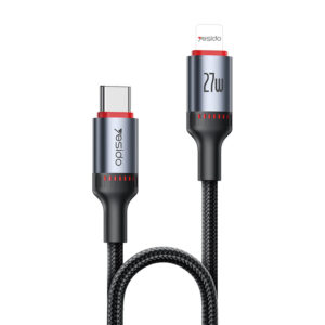 YESIDO 27W USB-C TO LIGHTNING AUTO DISCONNECTING CHARGING CABLE 1.2M BLACK CA159