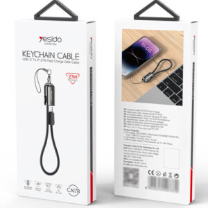 YESIDO 27W USB-C TO LIGHTNING KEY CHAIN CABLE 20CM BLACK CA178