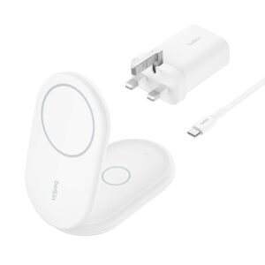 BELKIN BOOST CHARGE 15W 2 IN 1 MAGNETIC FOLDABLE WIRELESS CHARGING STAND WHITE WIZ028MYWH