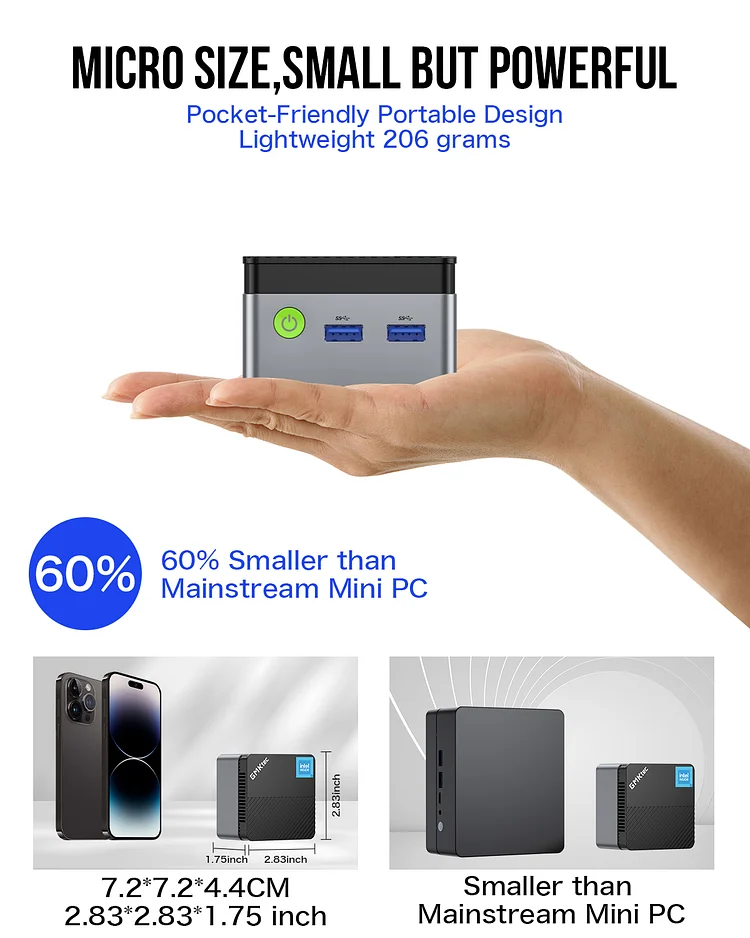 GMKtec Mini PC NUCBOX-G5 - Intel N97, 12GB RAM, 512GB SSD, Windows 11 Pro, Compact Design - Image 5
