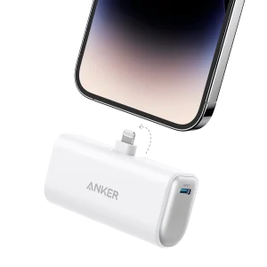 ANKER NANO 12W BUILT IN LIGHTNING CONNECTOR POWERBANK WHITE A1645H21