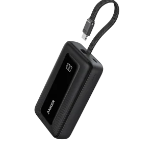 ANKER ZOLO POWER BANK 10K 30W BUILT IN USB C CABLE BLACK A1688H11