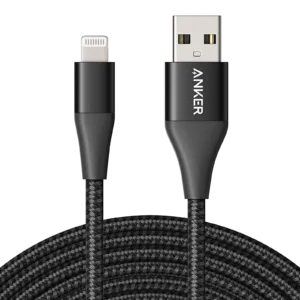 ANKER USB-A TO LIGHTNING CONNECTOR 10FT NYLON BRAIDED CABLE BLACK A8454H12