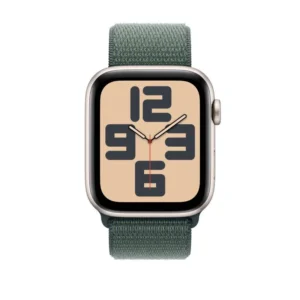 Upgrade your daily routine with the Apple Watch SE (2nd Generation) 44mm GPS, featuring a sleek Starlight Aluminium case and a stylish Lake Green Sport Loop.