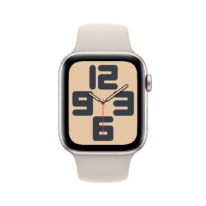 Discover the perfect balance of performance, style, and value with the APPLE Watch SE GPS 44mm (2nd Generation) in Starlight Aluminum Case with Star Sport Band (M/L) – model MRE53