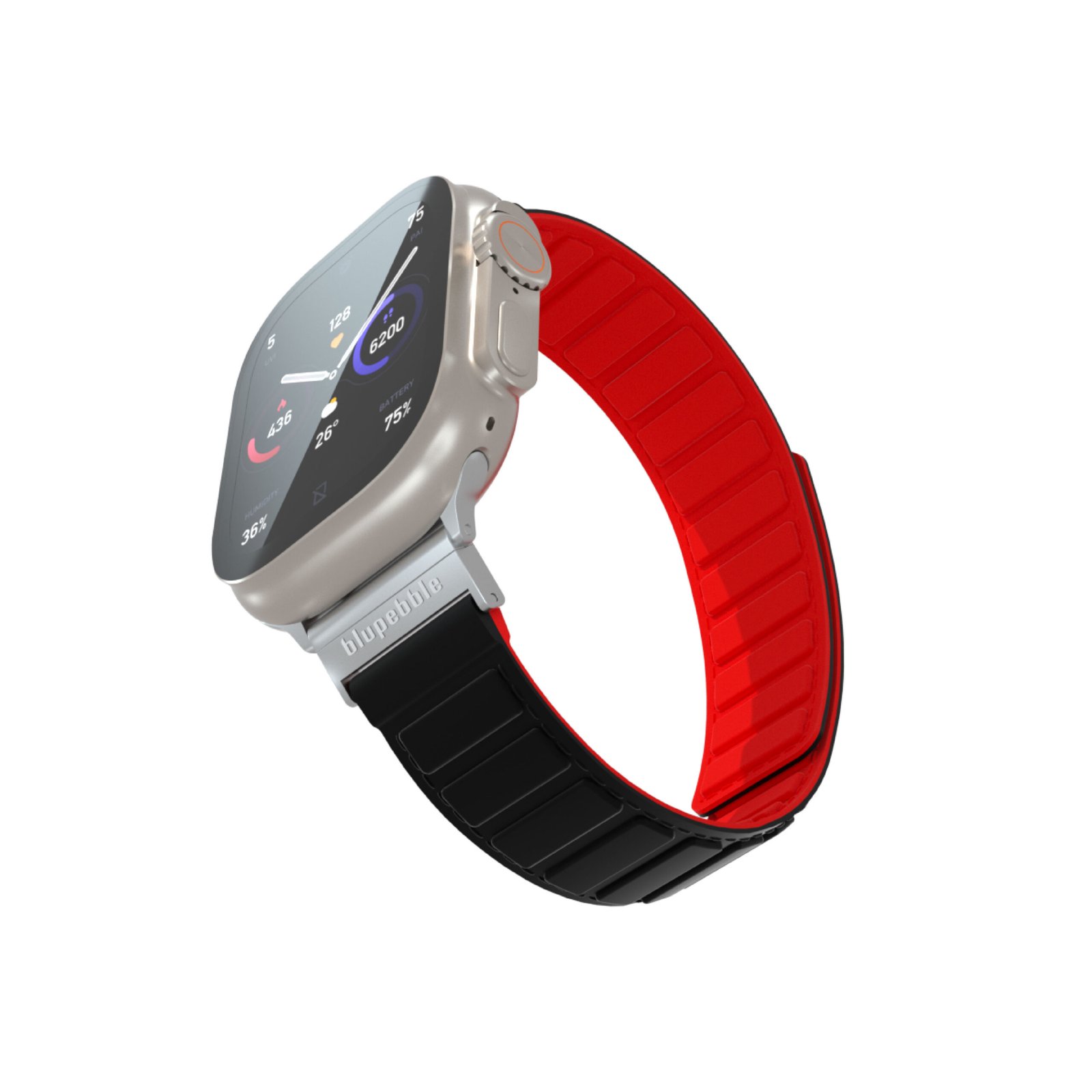 BLUPEBBLE AVERAU SILICONE REVERSIBLE MAGNETIC STRAP 49/45/44/42MM BLACK/RED BP-AVERAU49-BKRD - Image 5