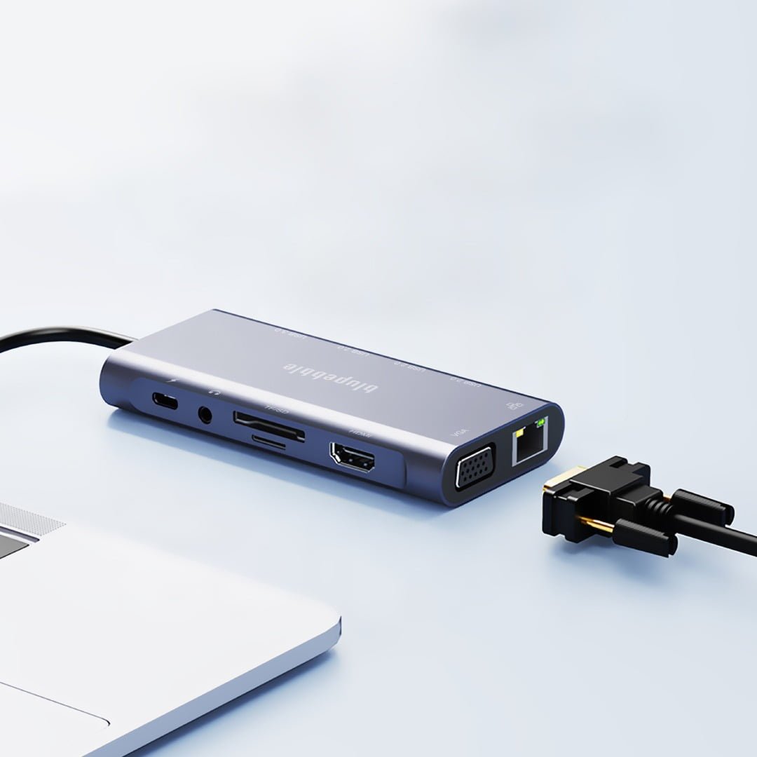 BLUPEBBLE C11 MULTIPORT ALUMINUM 11 IN 1 HUB GRAY BP-C11MULTIHUB11IN1-GY - Image 6