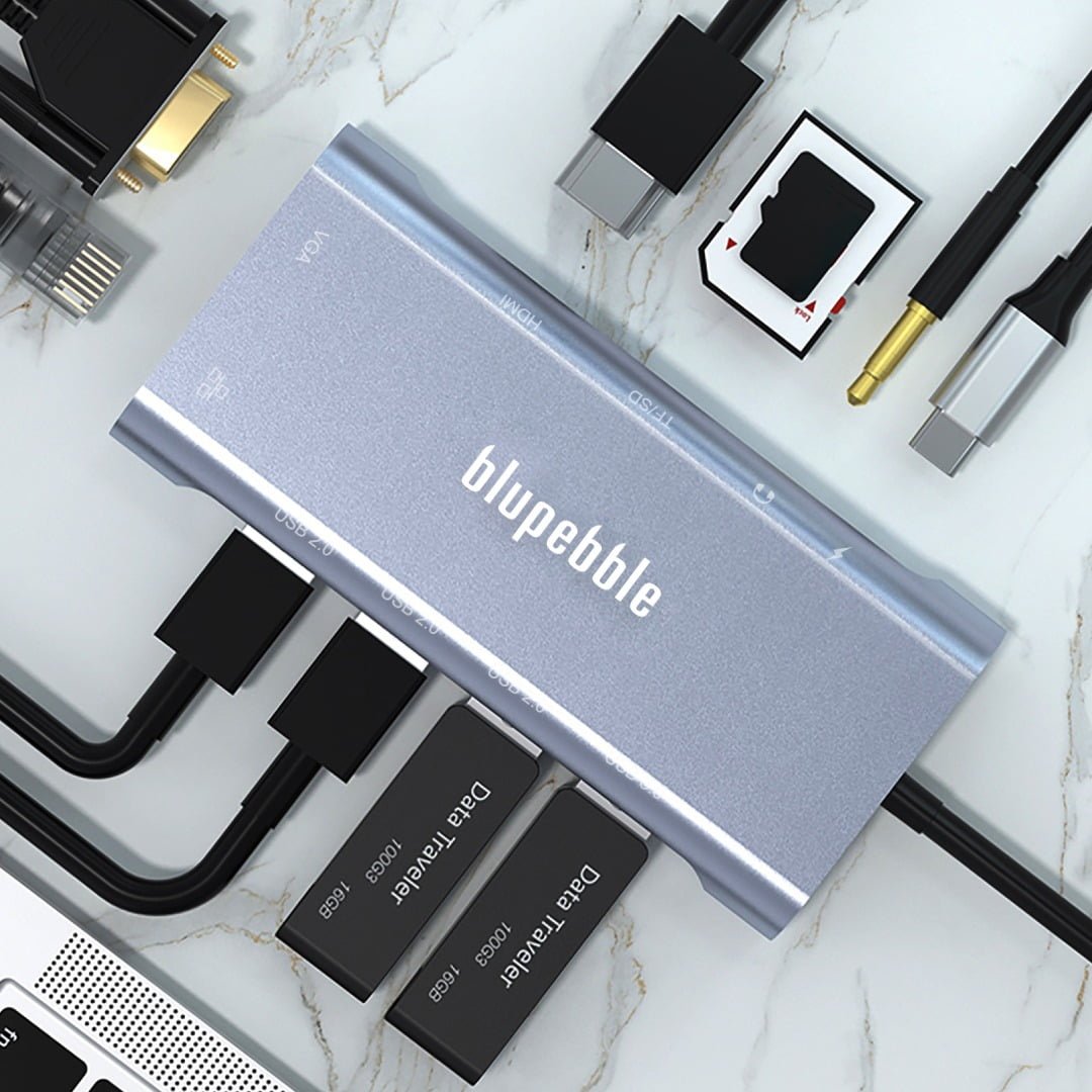 BLUPEBBLE C11 MULTIPORT ALUMINUM 11 IN 1 HUB GRAY BP-C11MULTIHUB11IN1-GY - Image 4