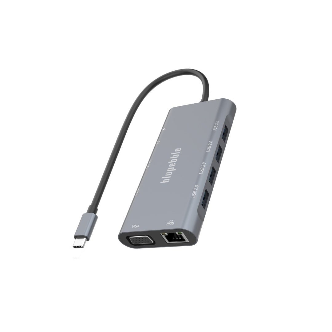 BLUPEBBLE C11 MULTIPORT ALUMINUM 11 IN 1 HUB GRAY BP-C11MULTIHUB11IN1-GY - Image 3