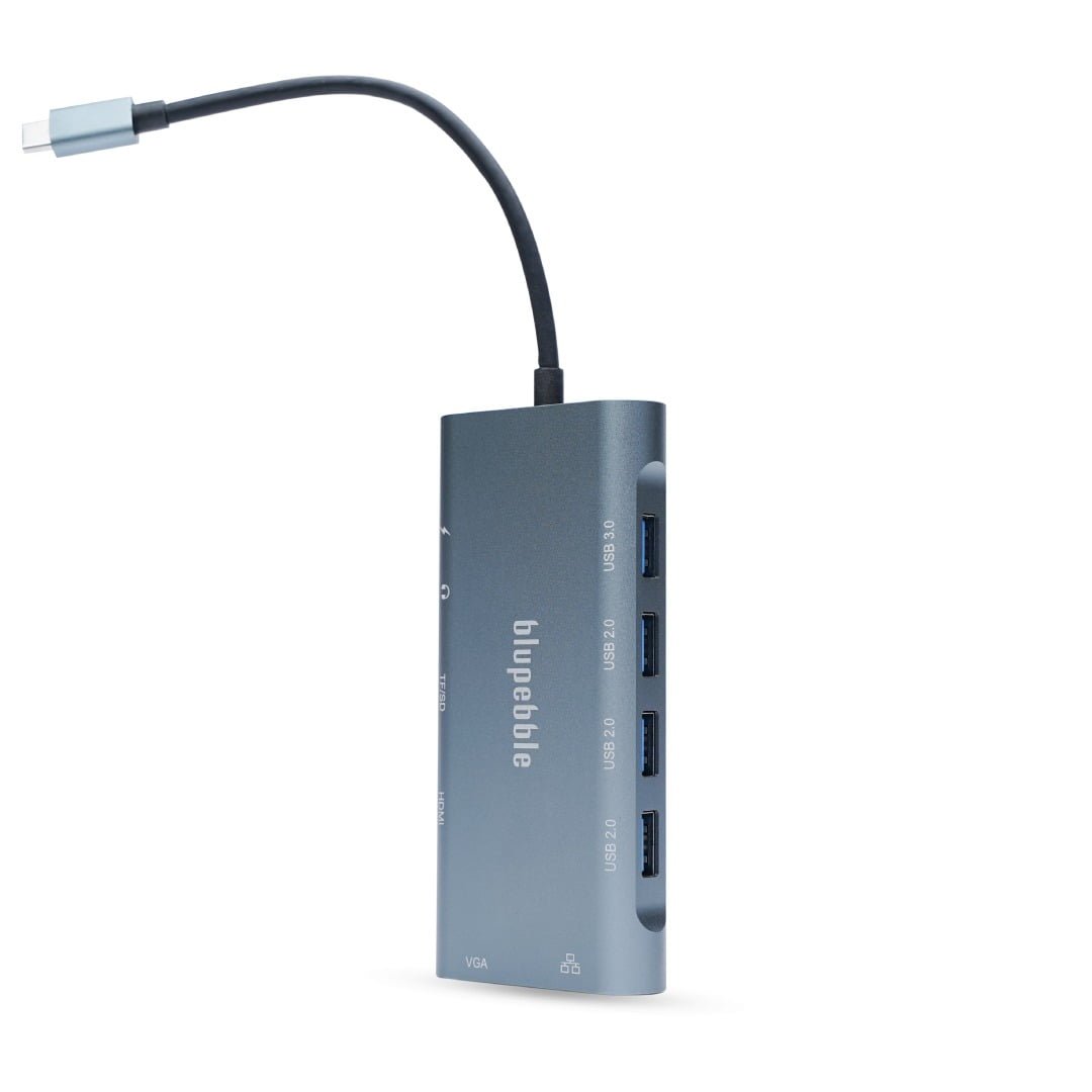 BLUPEBBLE C11 MULTIPORT ALUMINUM 11 IN 1 HUB GRAY BP-C11MULTIHUB11IN1-GY - Image 2