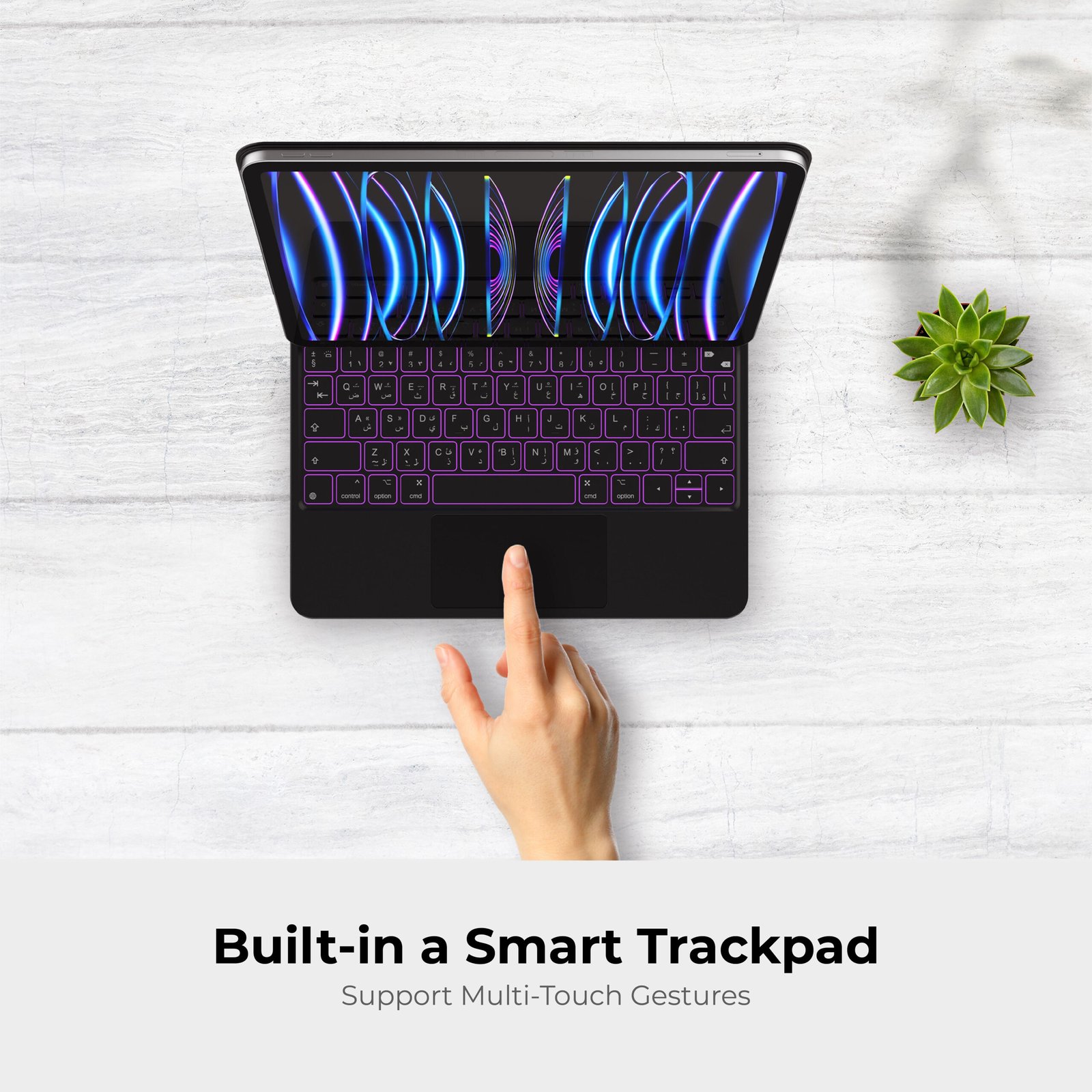 BLUPEBBLE APPLE IPAD 12.9 INCH MAGIC FOLIO KEYBOARD WITH TRACKPAD ENG/ARB BP-FOLIO-MT129INBK-AR-EN- - Image 7