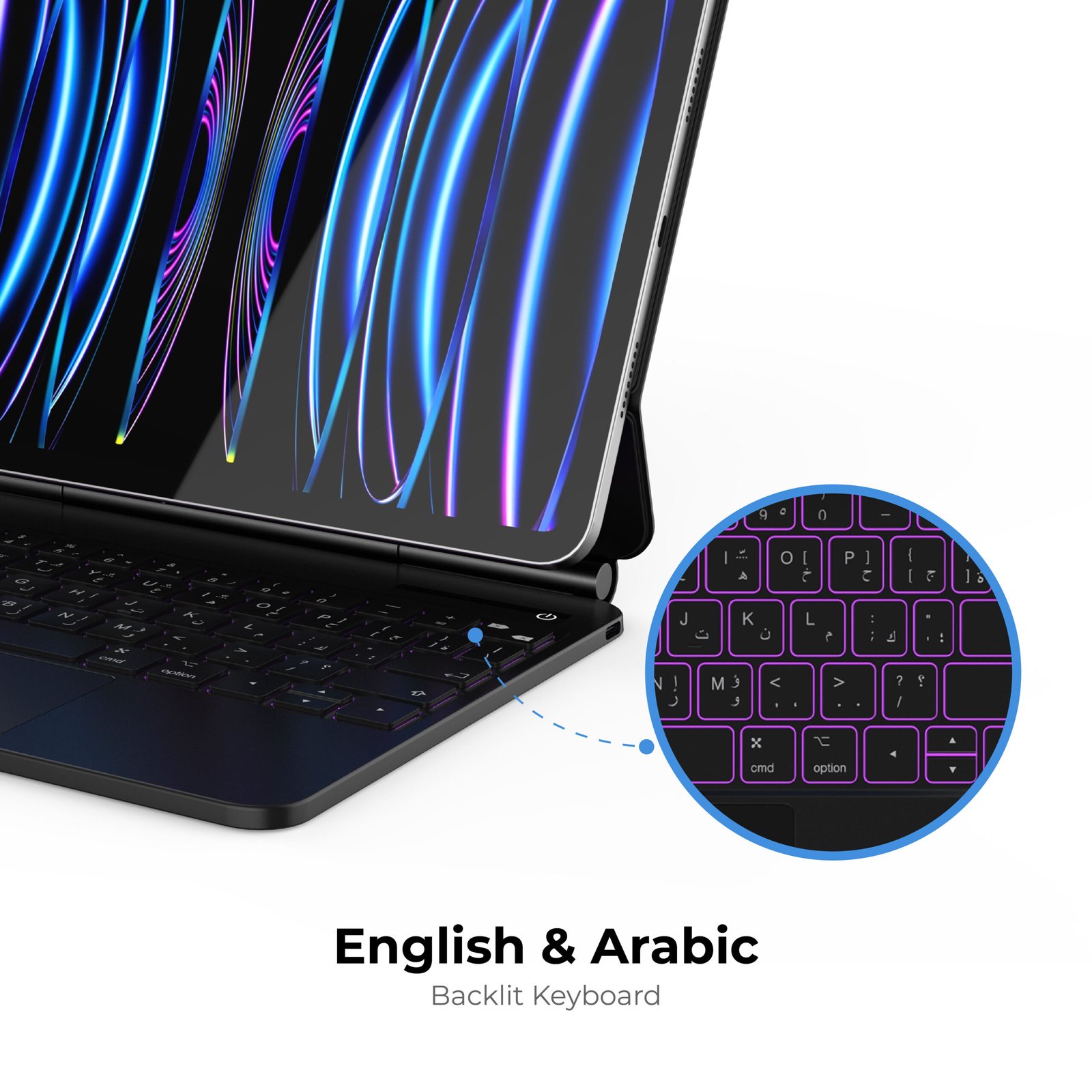 BLUPEBBLE APPLE IPAD 12.9 INCH MAGIC FOLIO KEYBOARD WITH TRACKPAD ENG/ARB BP-FOLIO-MT129INBK-AR-EN- - Image 6