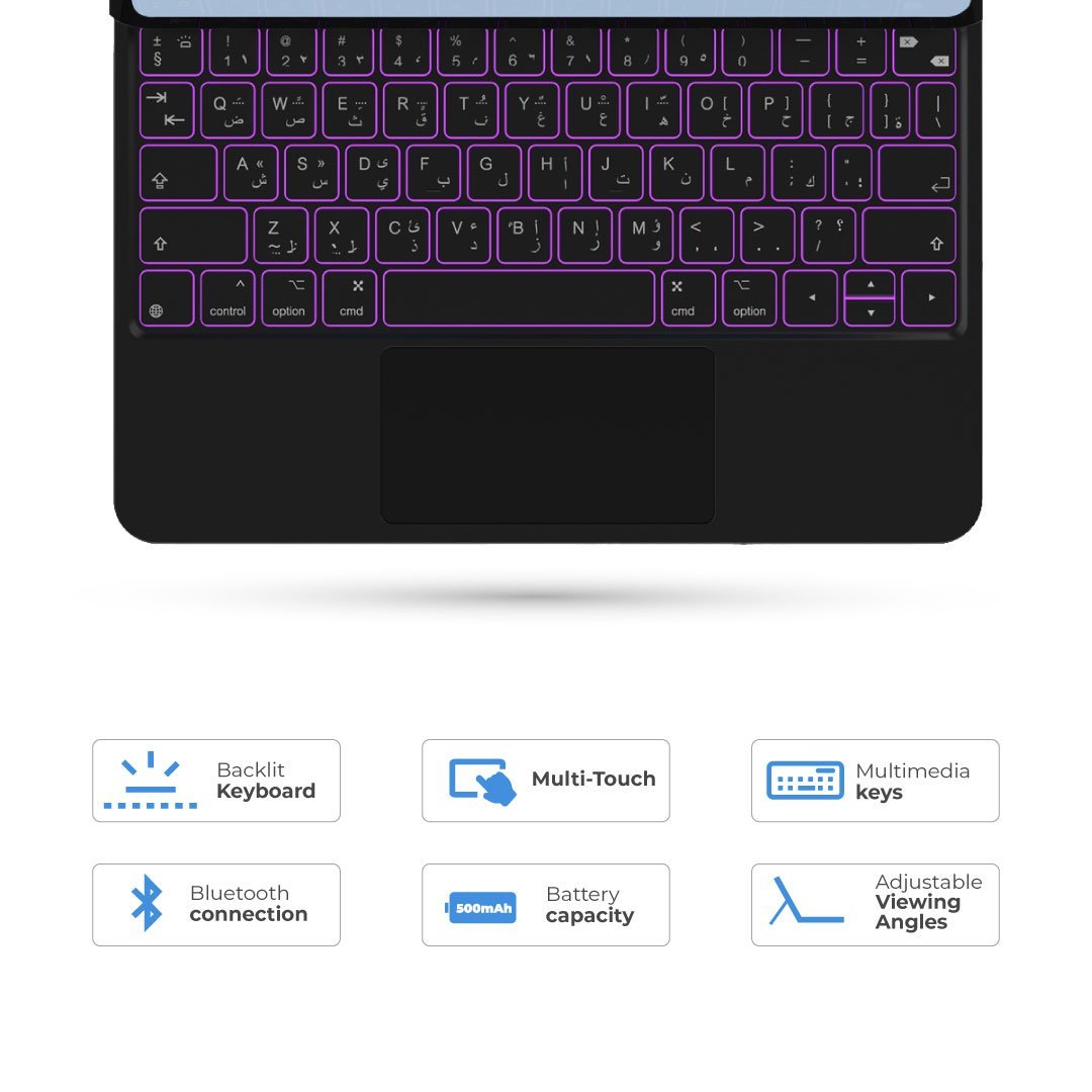 BLUPEBBLE APPLE IPAD 12.9 INCH MAGIC FOLIO KEYBOARD WITH TRACKPAD ENG/ARB BP-FOLIO-MT129INBK-AR-EN- - Image 4