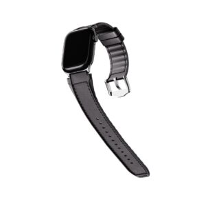 BLUPEBBLE LEATHRIX FAUX LEATHER WATCH BAND 42/44/45/49MM WITH SOFT SILICON INTERIOR BLACK BP-LEATHRIX-BK